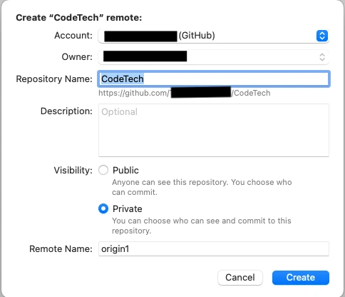 Create a new private repository, ensuring it is marked as Private.